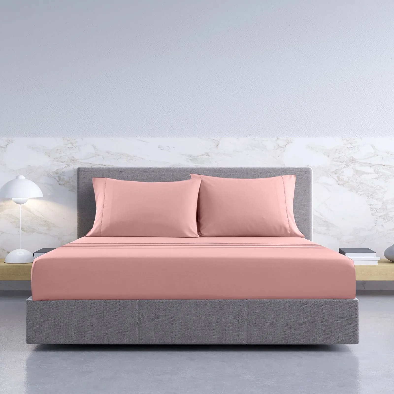 1000TC Hotel Grade Bamboo Cotton Sheets | Pillowcases Set | Ultrasoft | King | Blush