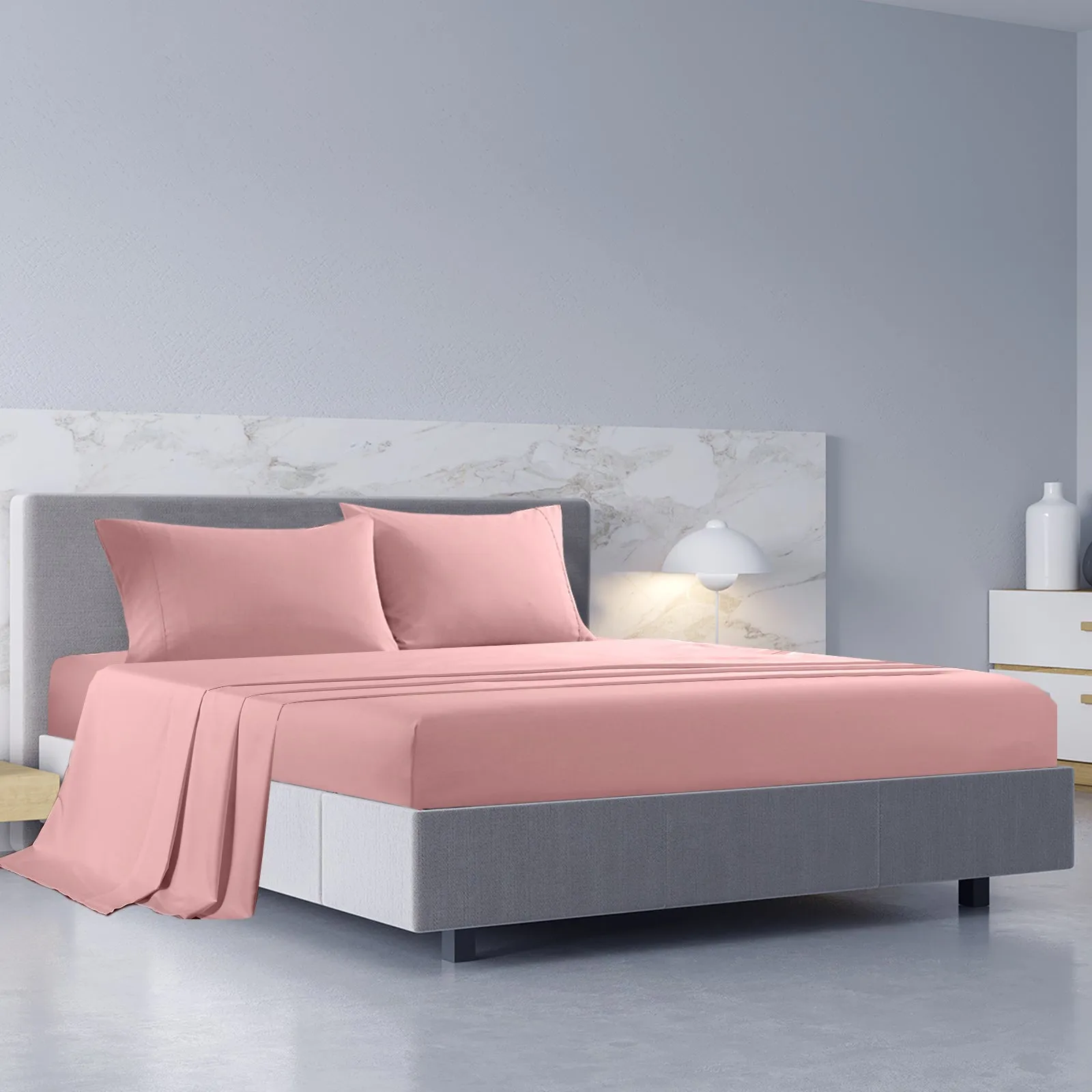1000TC Hotel Grade Bamboo Cotton Sheets | Pillowcases Set | Ultrasoft | King | Blush