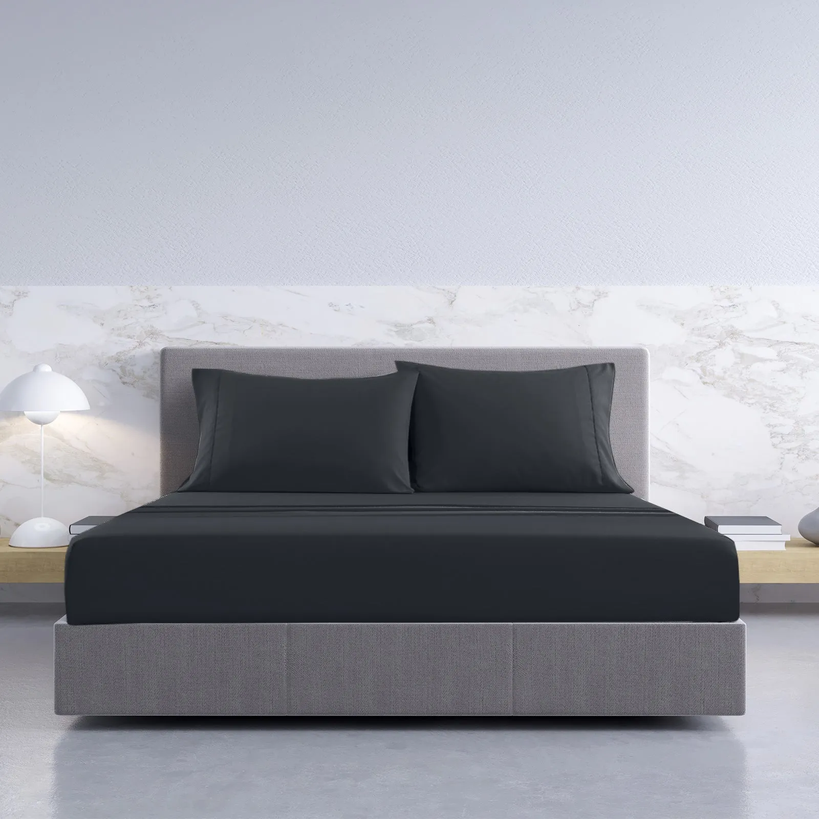 1000TC Hotel Grade Bamboo Cotton Sheets | Pillowcases Set | Ultrasoft | King | Charcoal