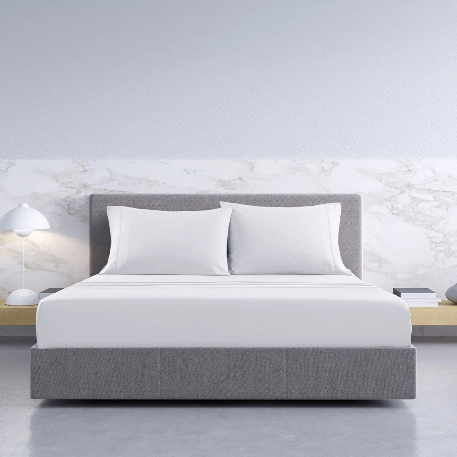 1000TC Hotel Grade Bamboo Cotton Sheets | Pillowcases Set | Ultrasoft | King | White