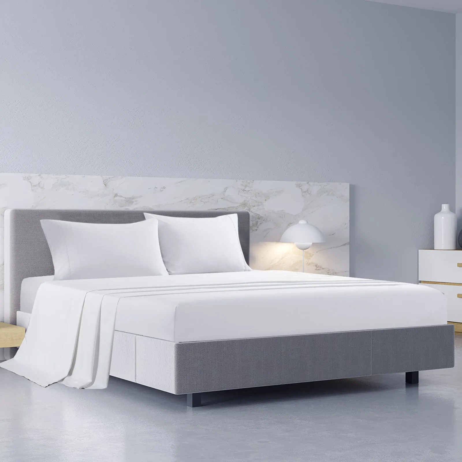 1000TC Hotel Grade Bamboo Cotton Sheets | Pillowcases Set | Ultrasoft | King | White
