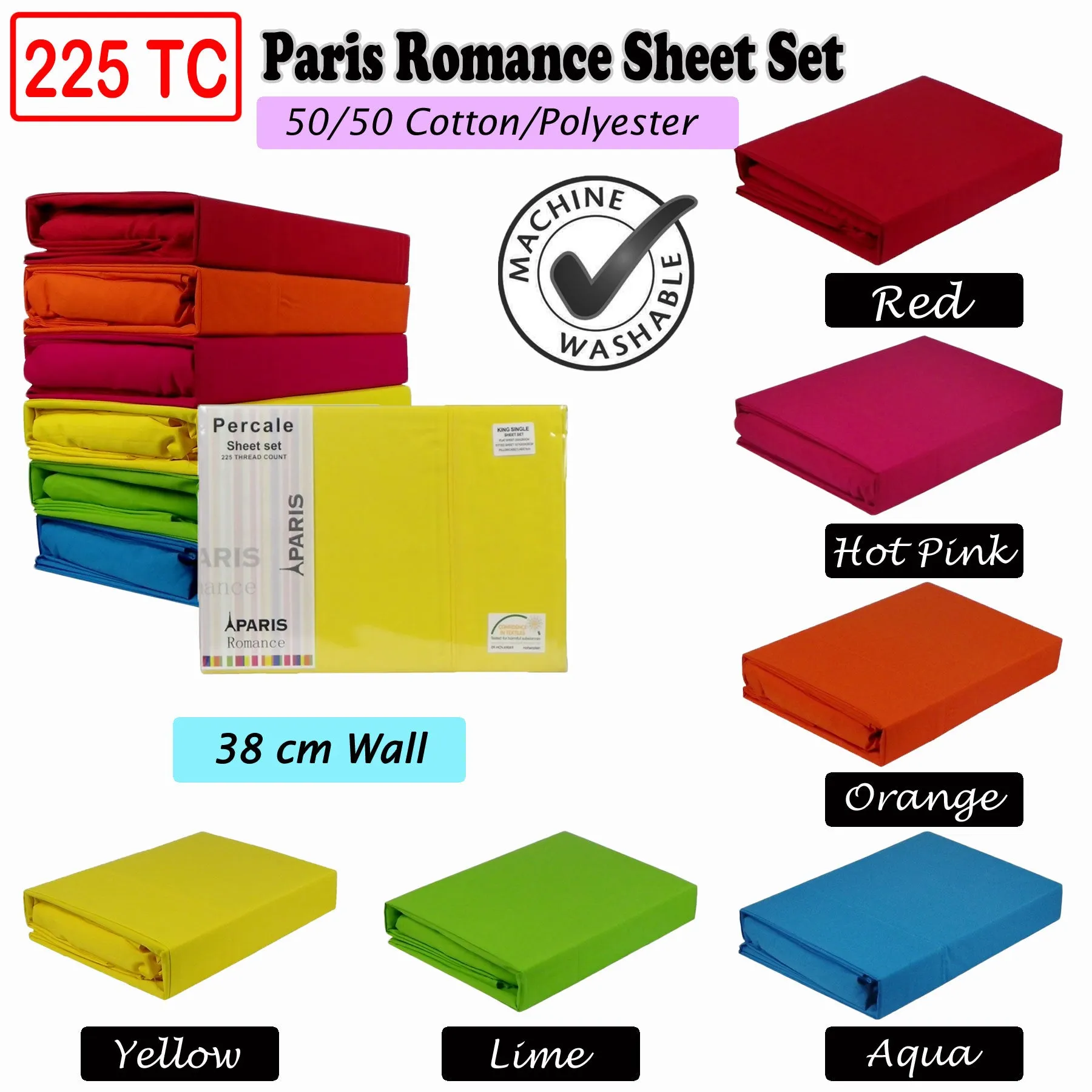 225TC Paris Romance Sheet Set | Red | Double