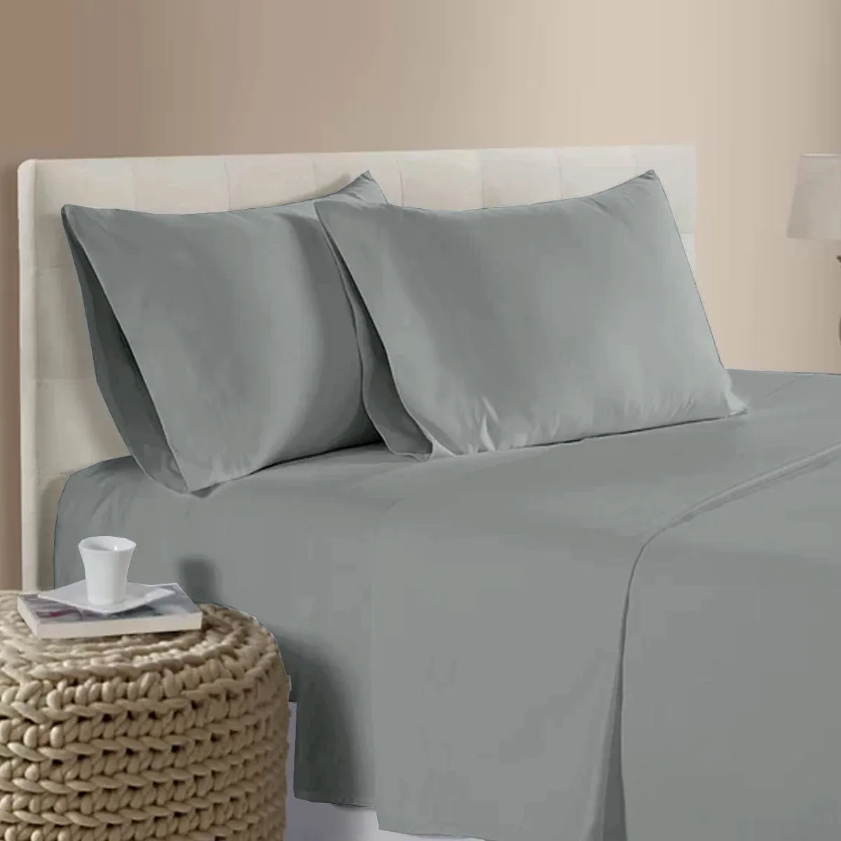400TC Bamboo Cotton Sheet Set | Grey | Queen