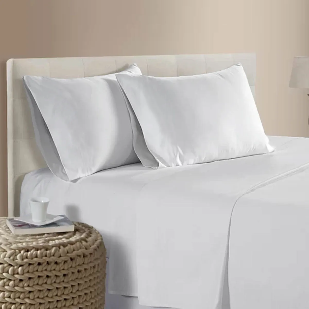 400TC Bamboo Cotton Sheet Set | White | Queen