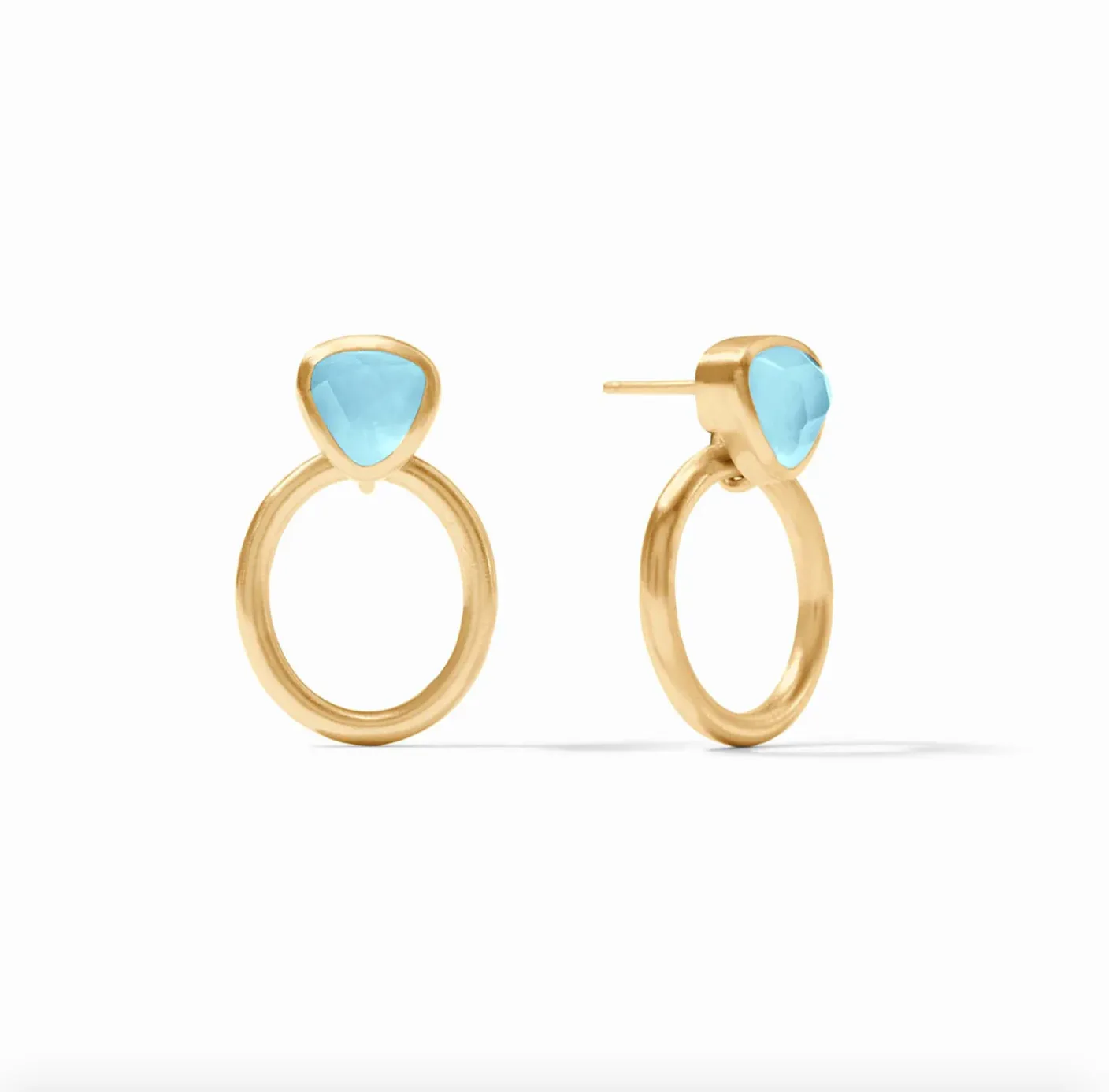 Aquitaine Demi Doorknocker Earring, Iridescent Capri Blue