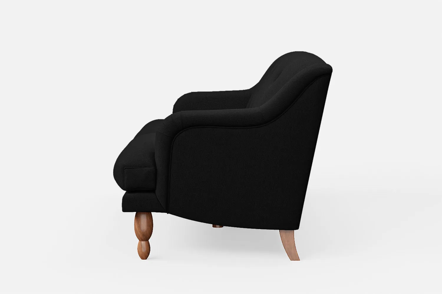Classic Black Linen Fabric 3-Seater Burlington Sofa