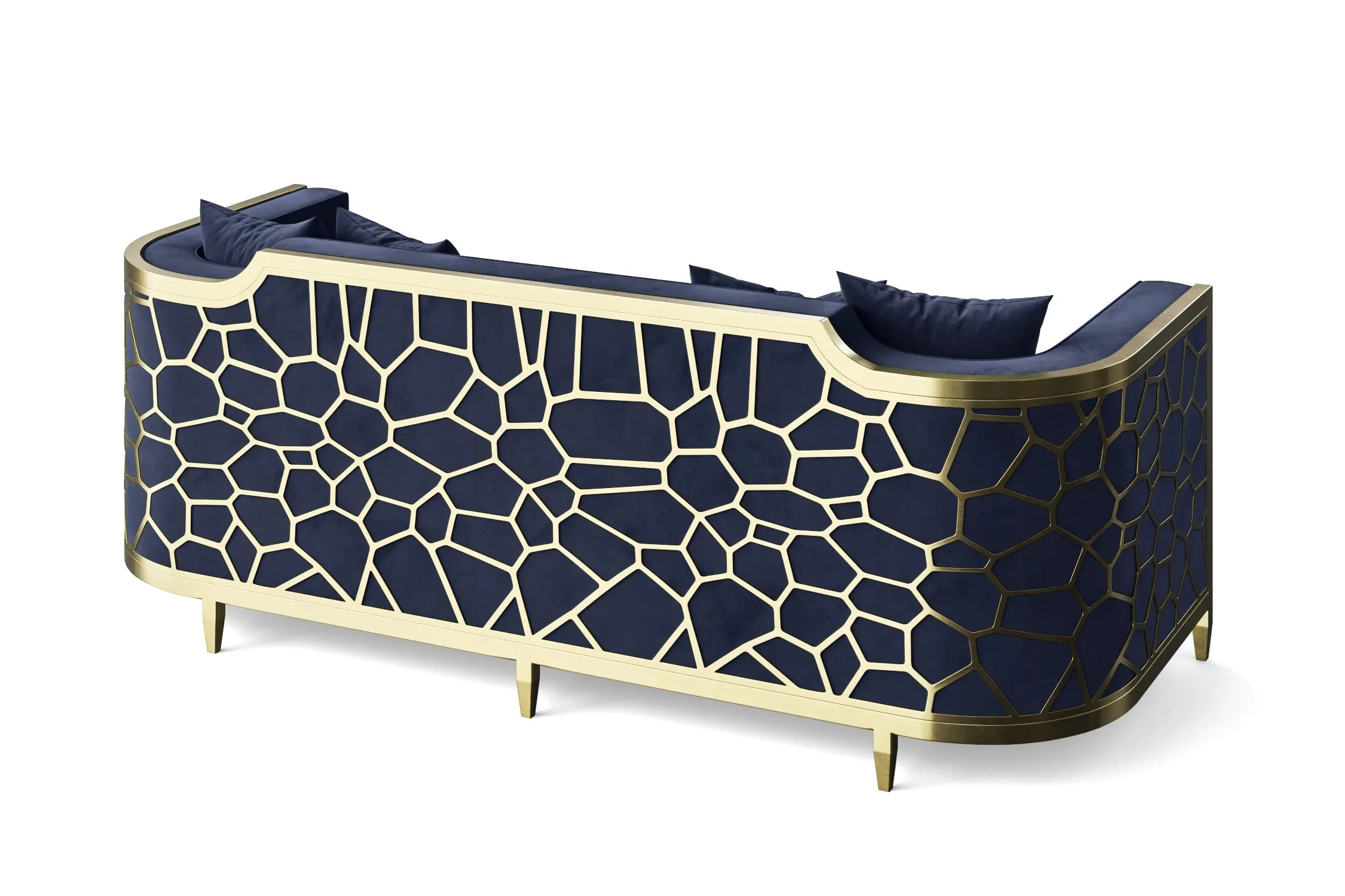 Carrara 3 Seater Sofa Dark Blue Velvet
