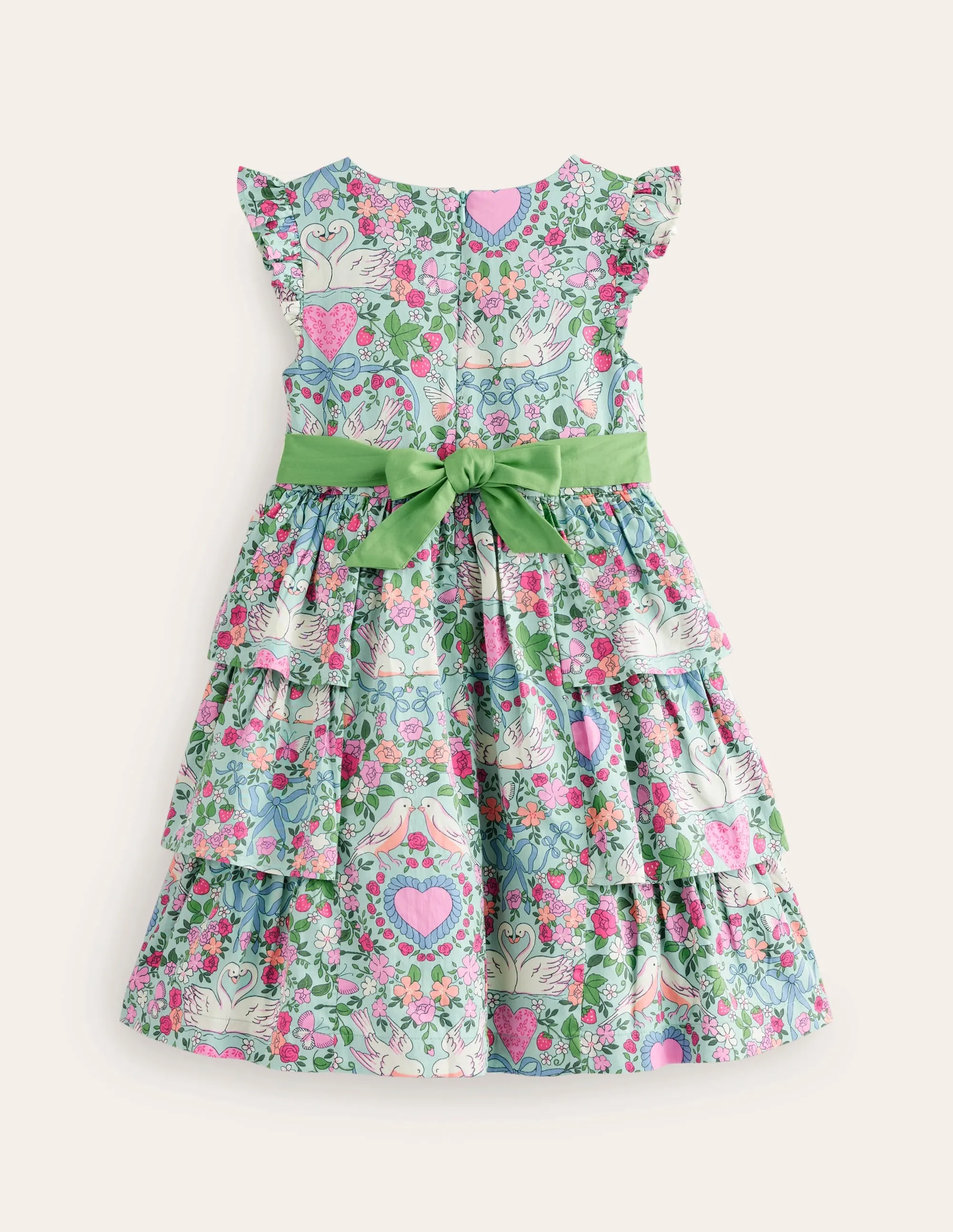 Heritage Party Dress-Green Love Birds