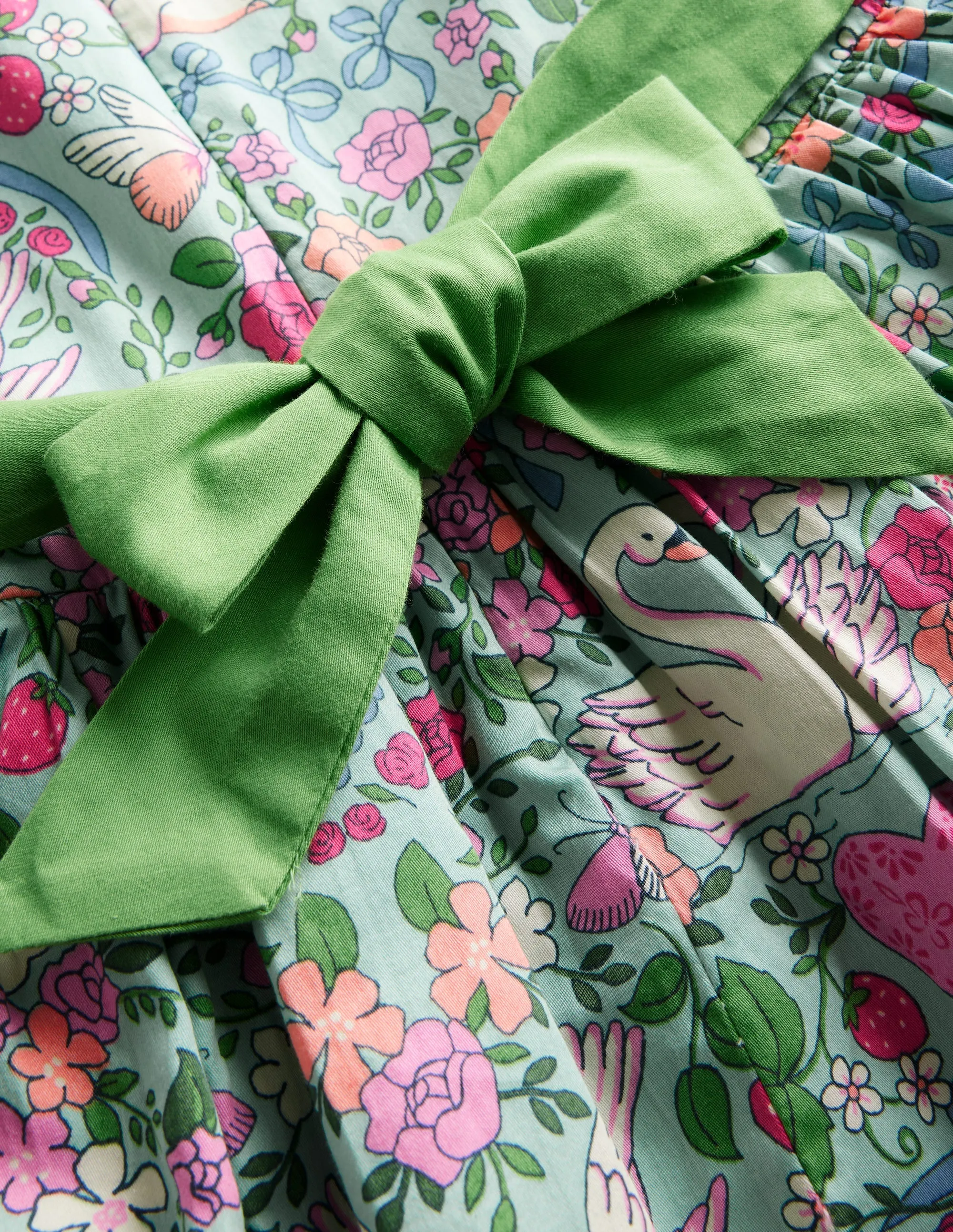 Heritage Party Dress-Green Love Birds