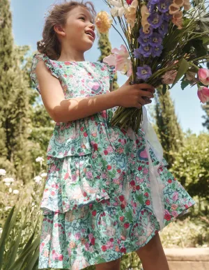 Heritage Party Dress-Green Love Birds