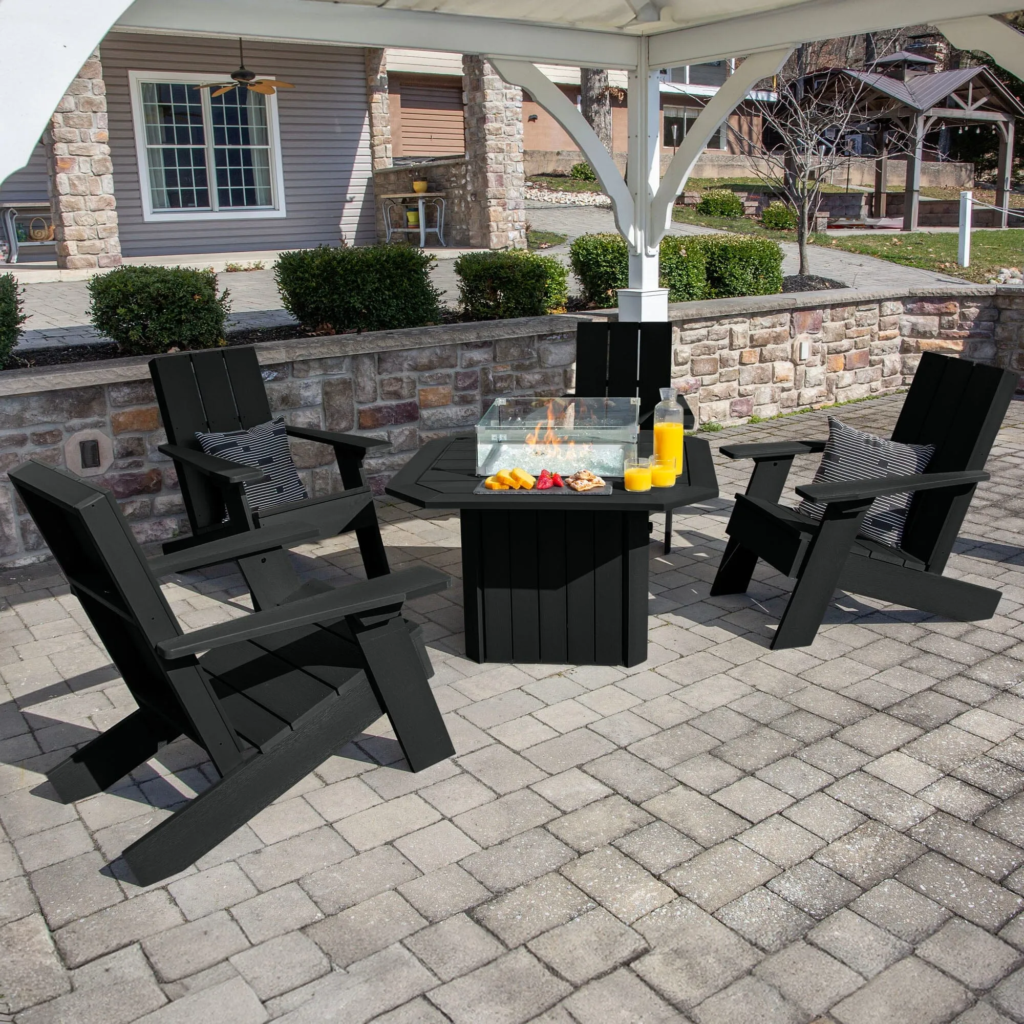 Italica Modern Adirondack 5-Piece Conversation Set with Fire Pit Table